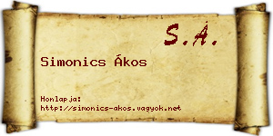 Simonics Ákos névjegykártya
